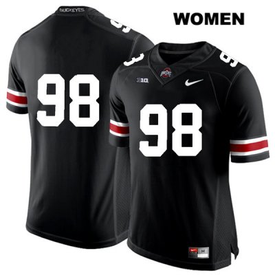 Women's NCAA Ohio State Buckeyes Jerron Cage #98 College Stitched No Name Authentic Nike White Number Black Football Jersey IH20Z45XX